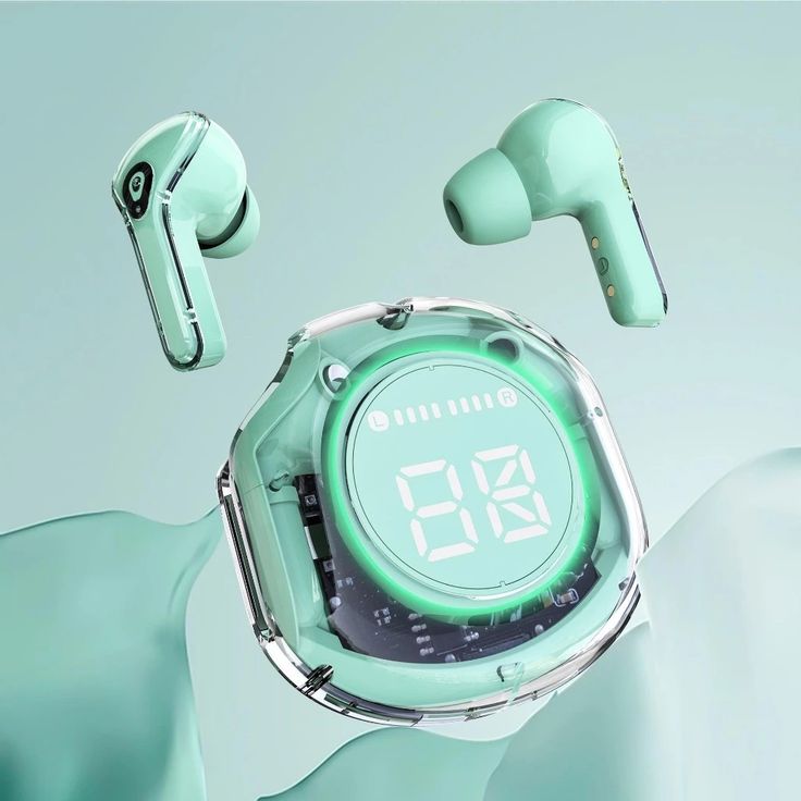 Air39 Wireless Earbuds Case| Crystal Clear Sound, Bluetooth 5.3, Transparent Case, Heavy Bass Stereo, Noise Reduction, Sports Headset with Microphone, Waterproof, LED Display