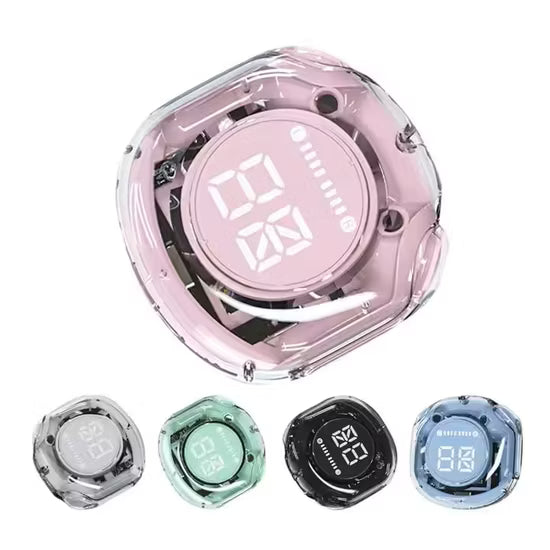 Air39 Wireless Earbuds Case| Crystal Clear Sound, Bluetooth 5.3, Transparent Case, Heavy Bass Stereo, Noise Reduction, Sports Headset with Microphone, Waterproof, LED Display