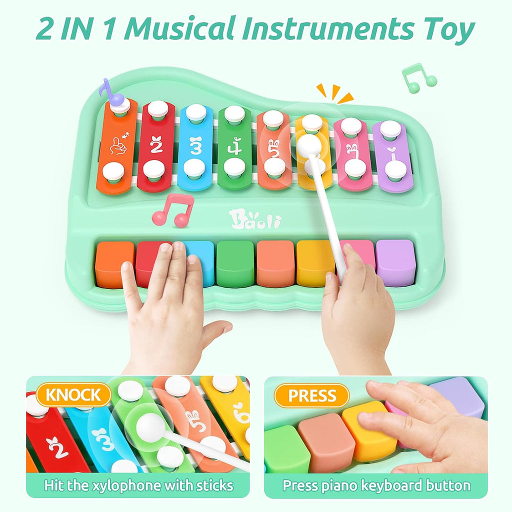 Musical Piano Xylophone For Kids - 8 keys - 2 In 1