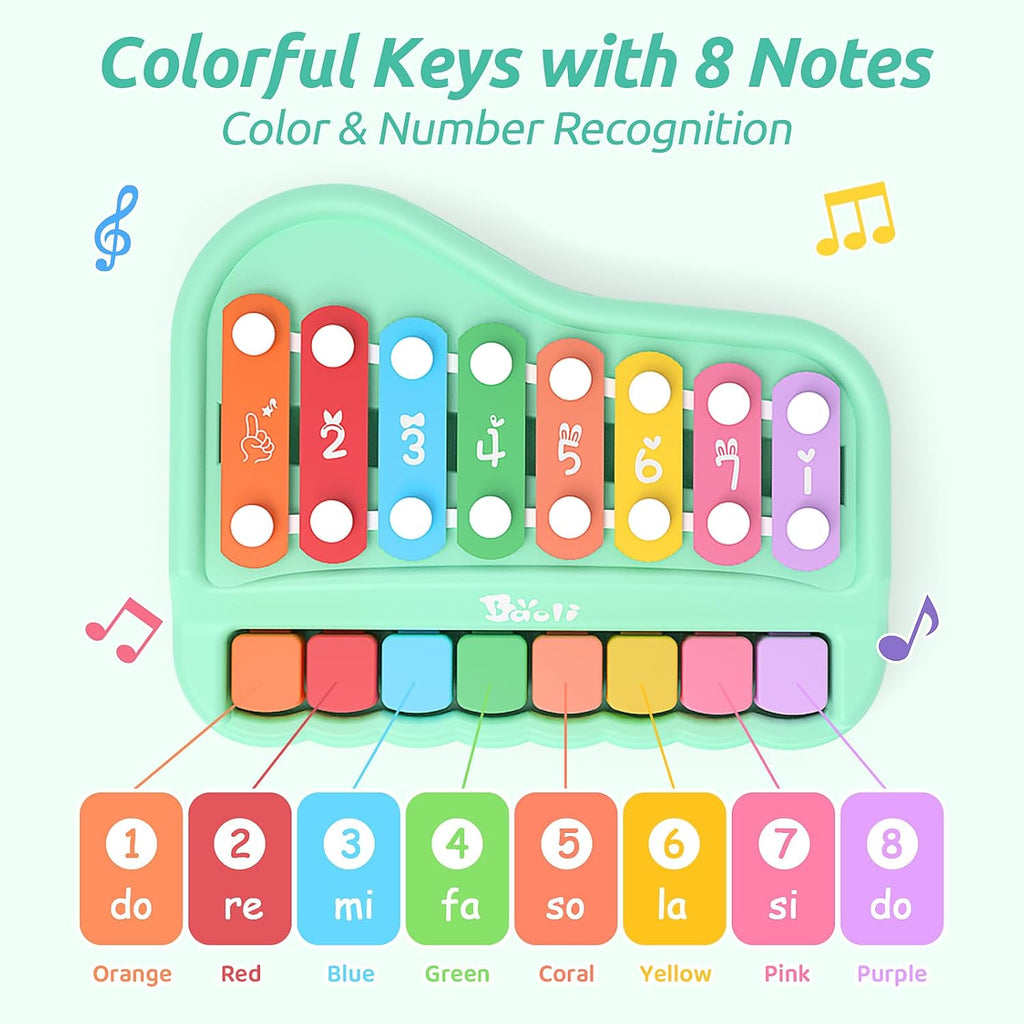 Musical Piano Xylophone For Kids - 8 keys - 2 In 1